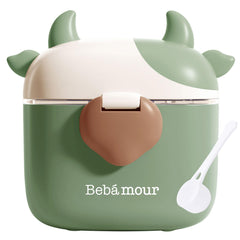 Bebamour baby formula dispenser with airtight lid for travel safety.