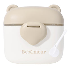 Bebamour baby formula dispenser on the go, ideal for travel feeds.