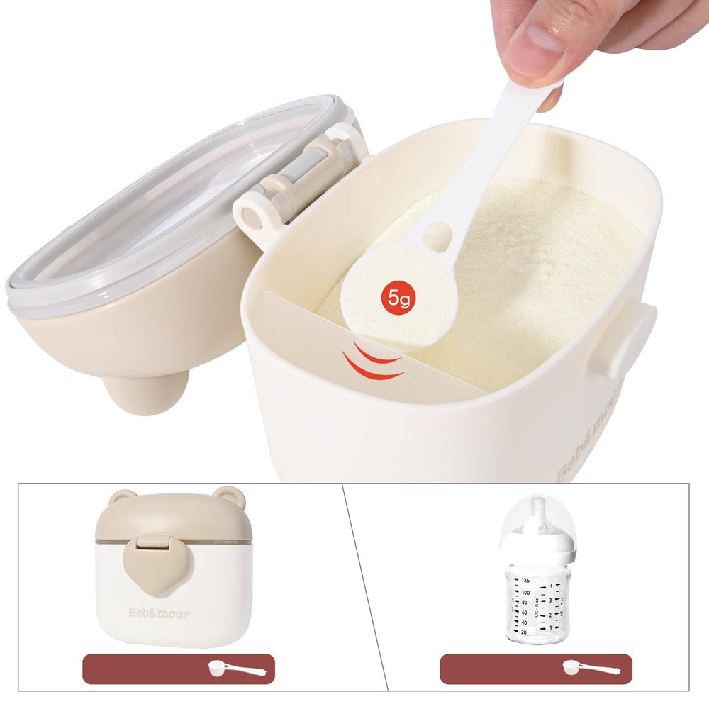 Bebamour formula container doubles as a snack storage solution.