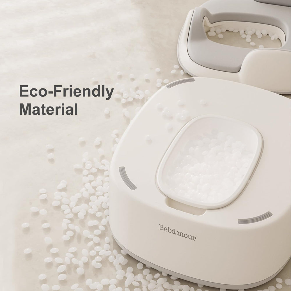 Bebamour grey potty seat blends with home bathrooms.