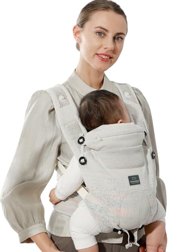 Bebamour Knit Baby Carrier cream adjustable sliders for quick position changes