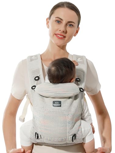 Bebamour Knit Baby Carrier cream back view highlighting compact silhouette for back carry