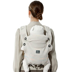 Bebamour Knit Baby Carrier cream head cover protecting baby from sun exposure
