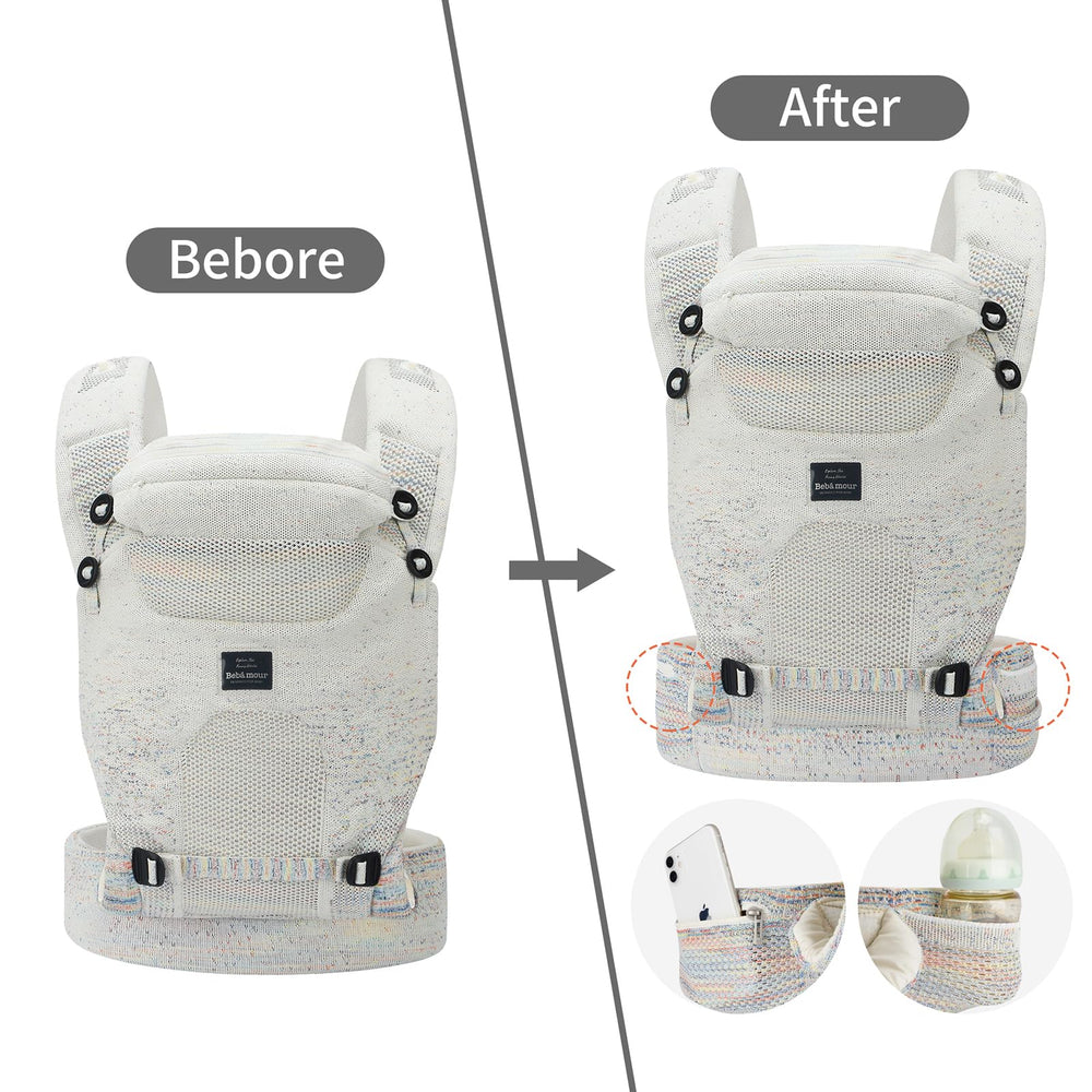 Bebamour Knit Baby Carrier cream newborn-to-toddler sizing for growing baby