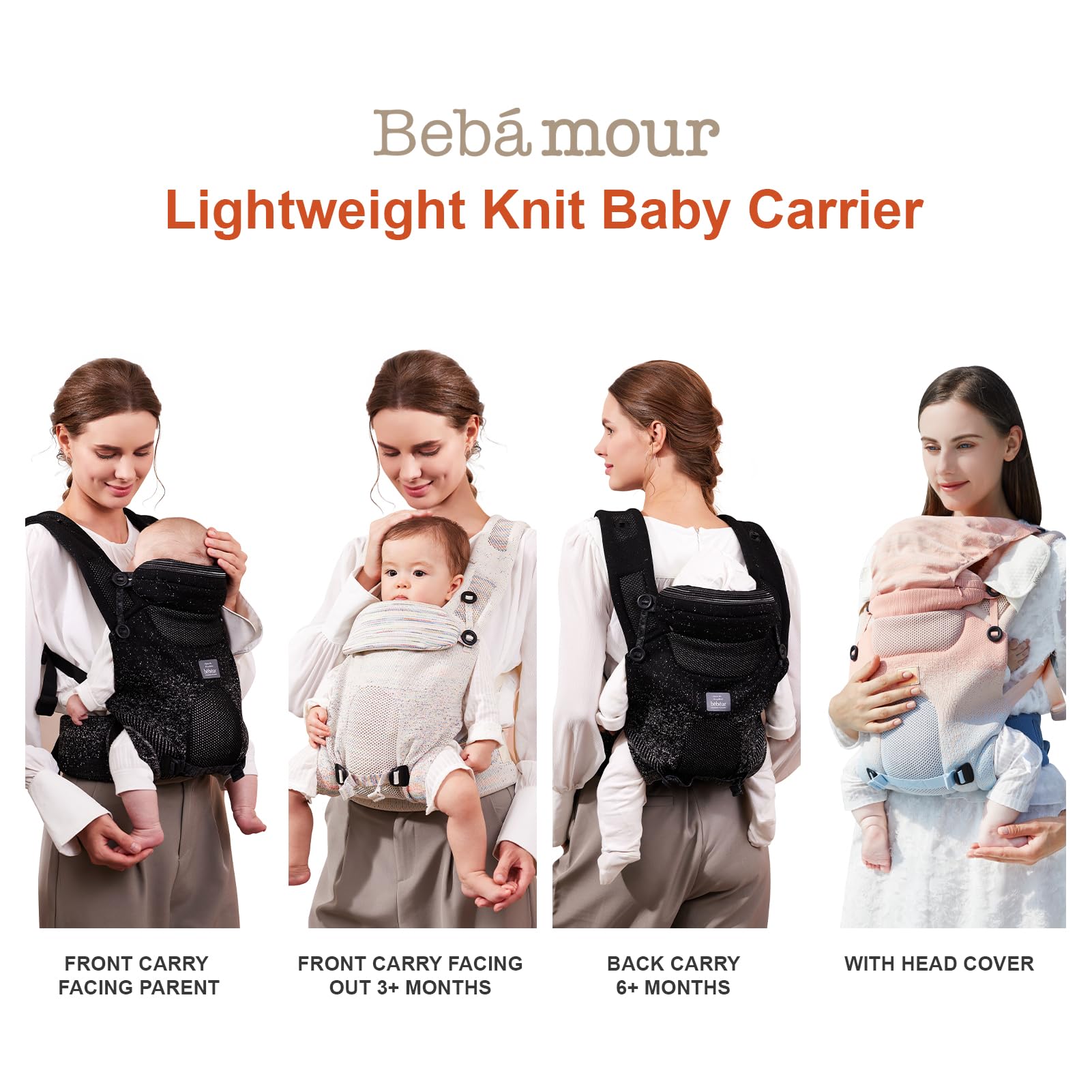 Bebamour Knit Baby Carrier cream one-handed adjustment for easy transitions