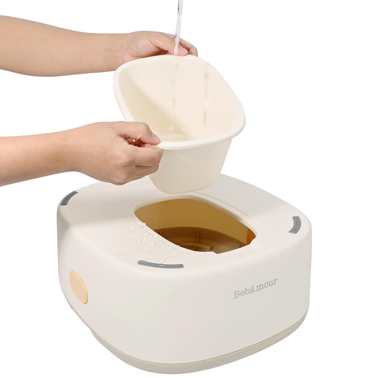 Bebamour removable cushion and splash guard ease cleaning after potty.