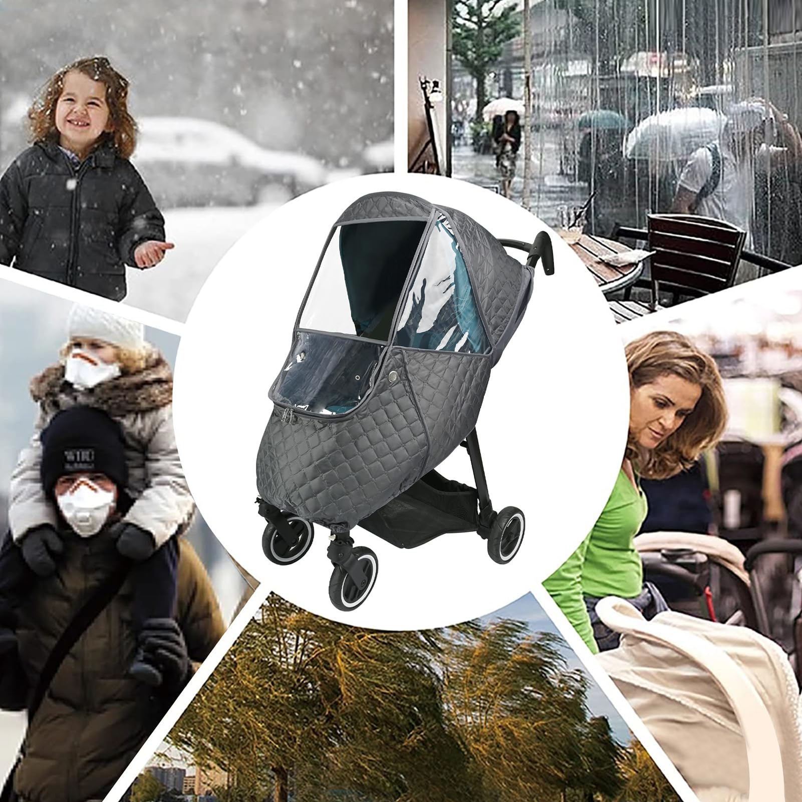Bebamour rain cover features side air holes for fresh airflow.