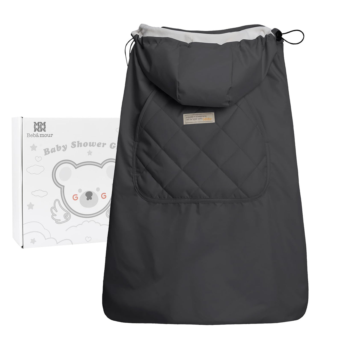 bebamour winter cover front view showing universal carrier fit for babies