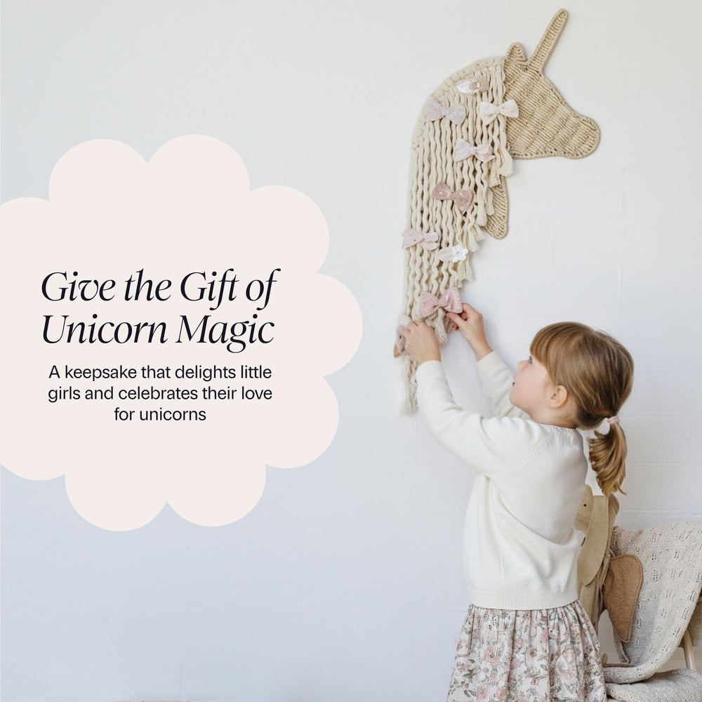 Princess room setup with boho decor demonstrates versatile styling with Bowie the Unicorn.
