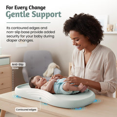 Bébé Boutique teal pad, contoured edges, secure grip for safe diaper changes.