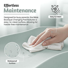 Teal waterproof changing pad with non-slip base, easy wipe-down after use.