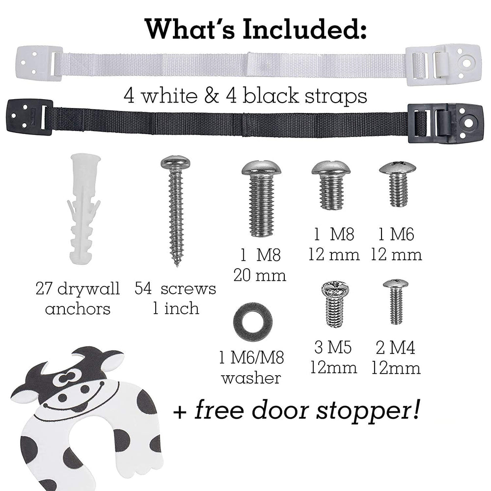 Bebe Earth adjustable wall anchor securing a bookshelf to the wall