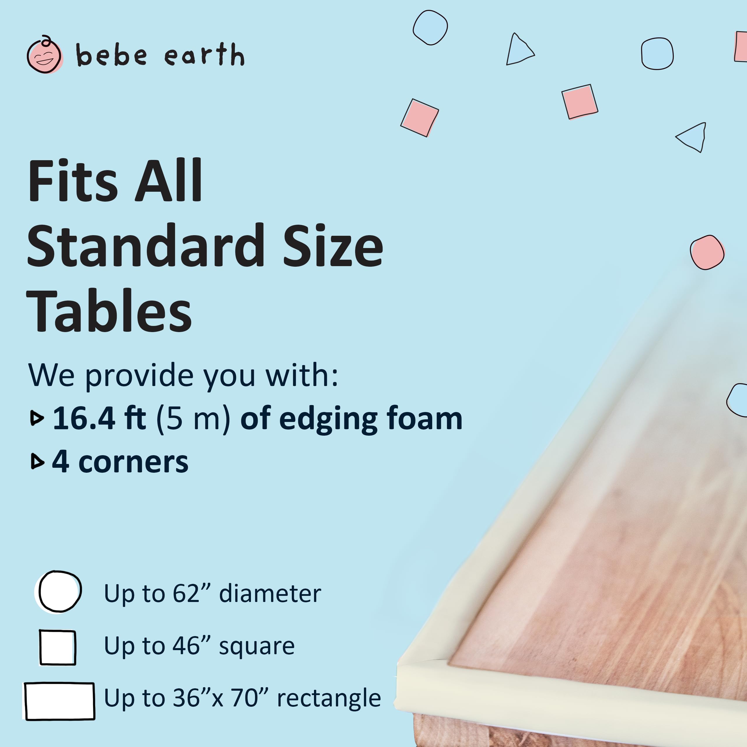 Bébé Earth corner protector foam softens rounded corners for toddlers.