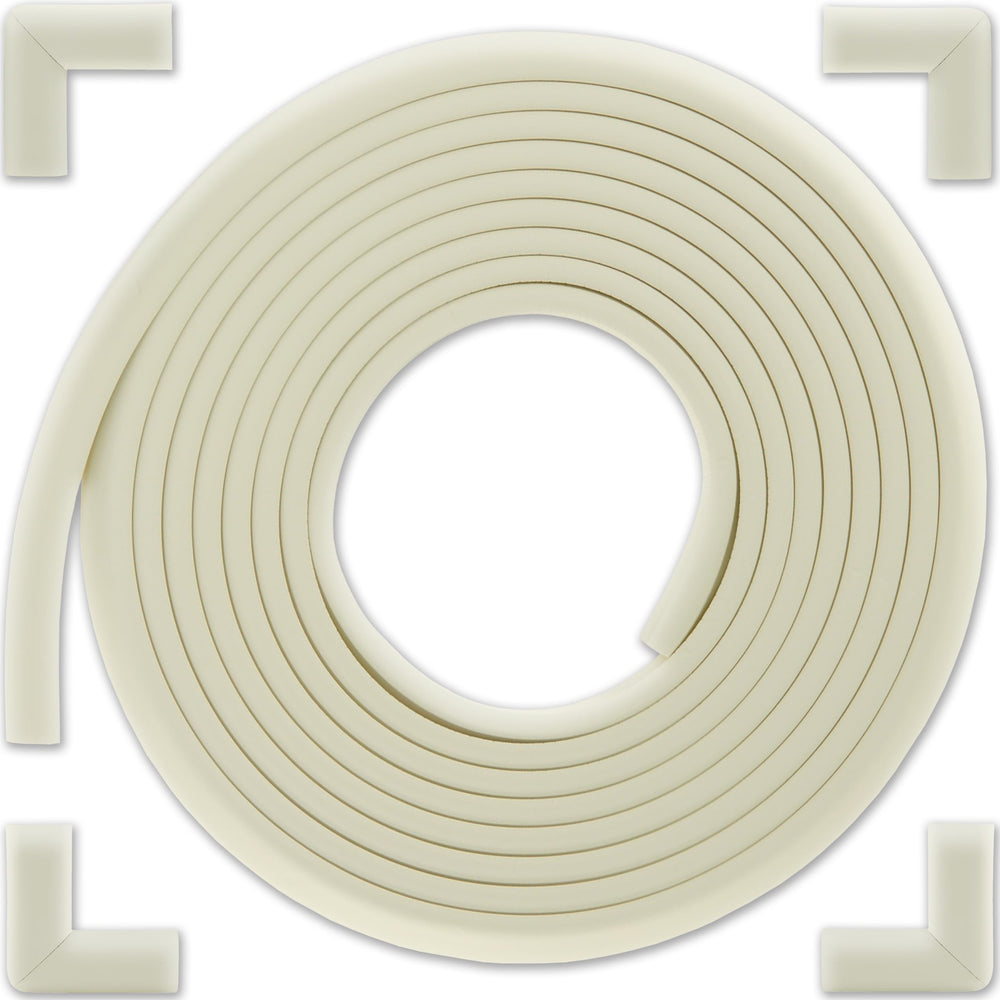 Bébé Earth edge protector on a straight table edge for safer playspaces.