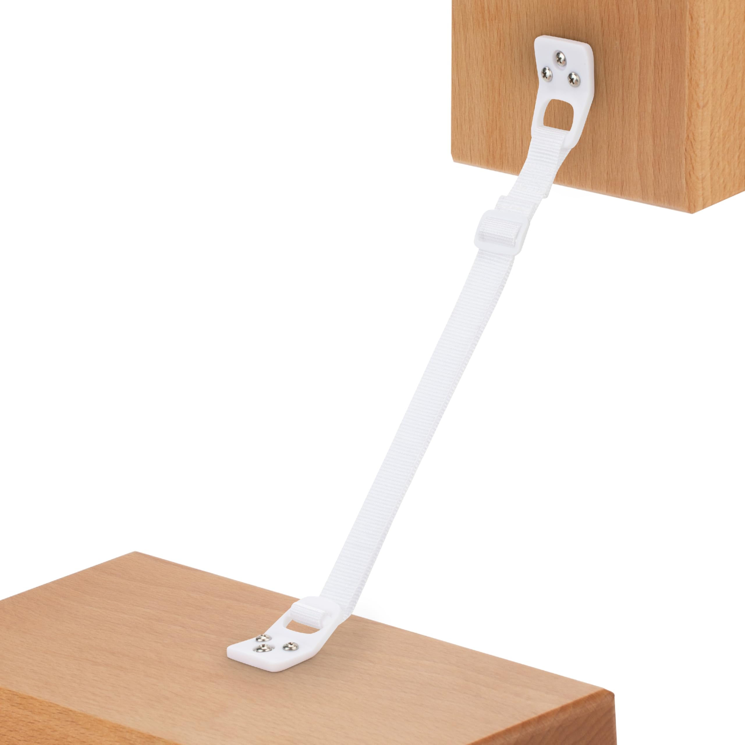 Bebe Earth anti-tip strap securing a dresser for child safety