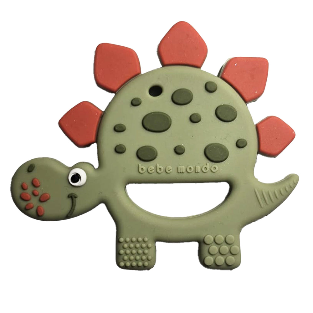 Bebe Mondo Pacifier Clip Olive secures teether during travel.