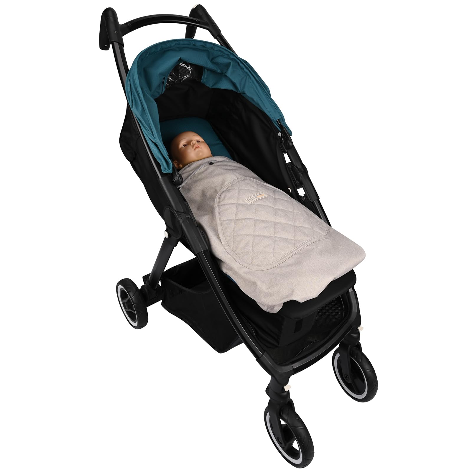 bebear winter cover back view demonstrates universal fit for multiple carrier styles