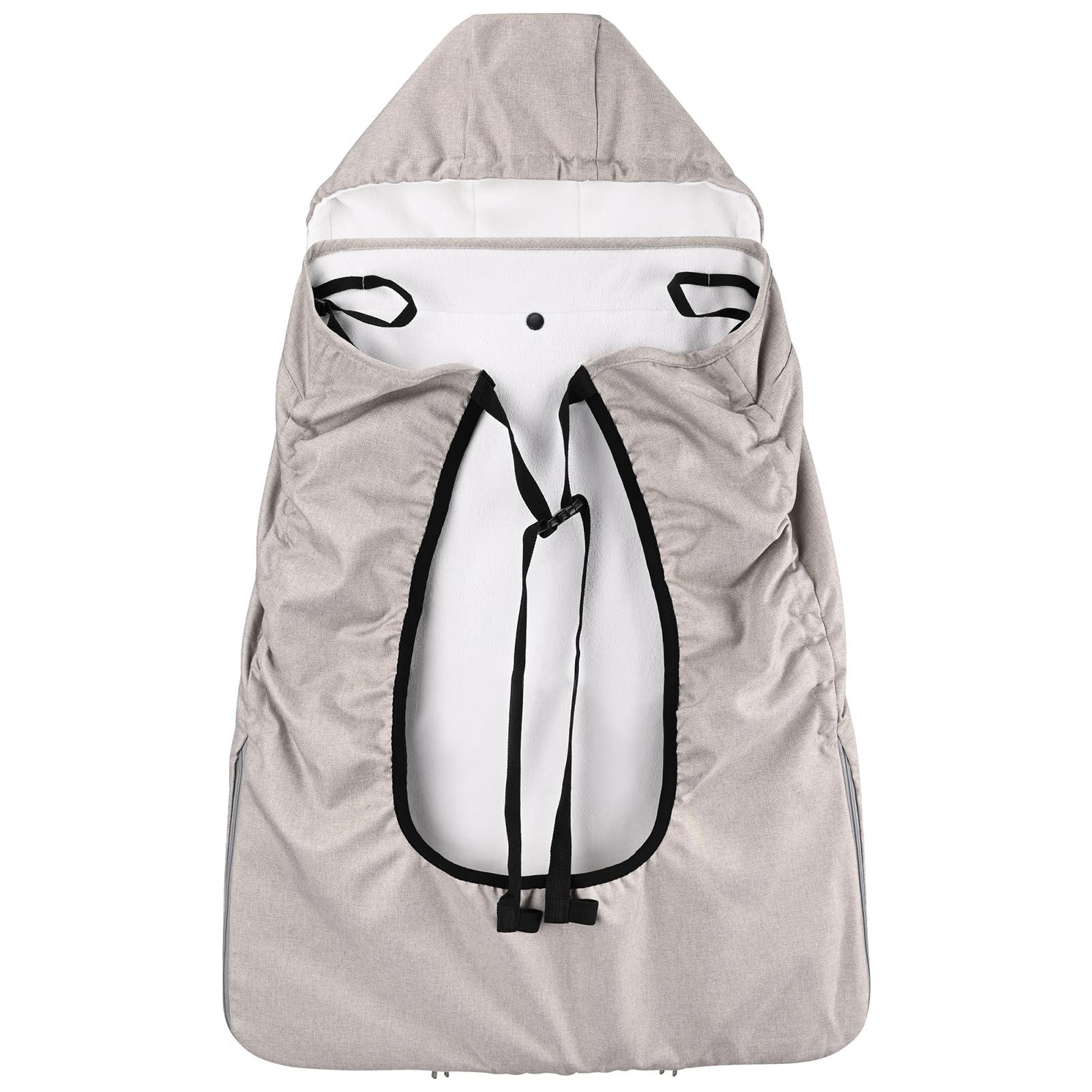 bebear detachable hat winter cover shown in reversible use for carriers