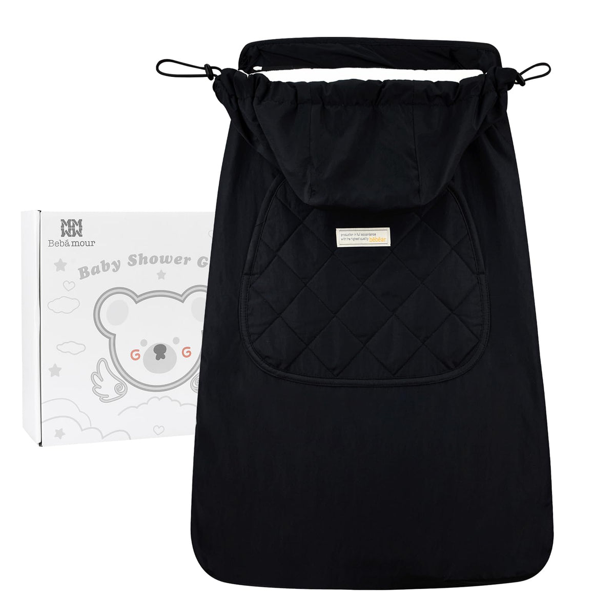 Bebear Bebamour Winter Cover front view with hoodie attachment keeps baby warm