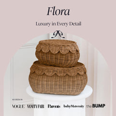 BEBE BASK Flora side view in mocca highlights compact footprint for bedroom organization.