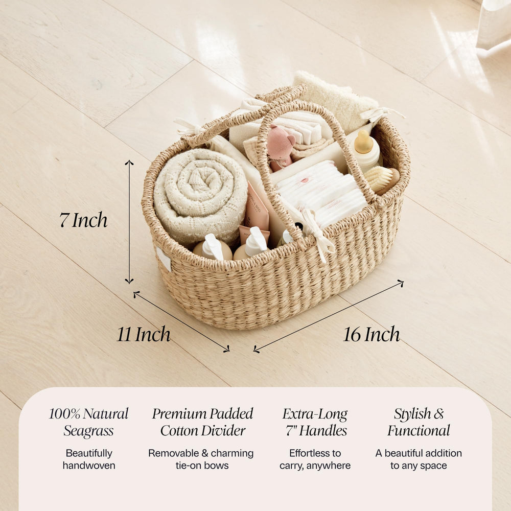BEBE BASK heirloom basket doubles as toy holder or picnic companion.