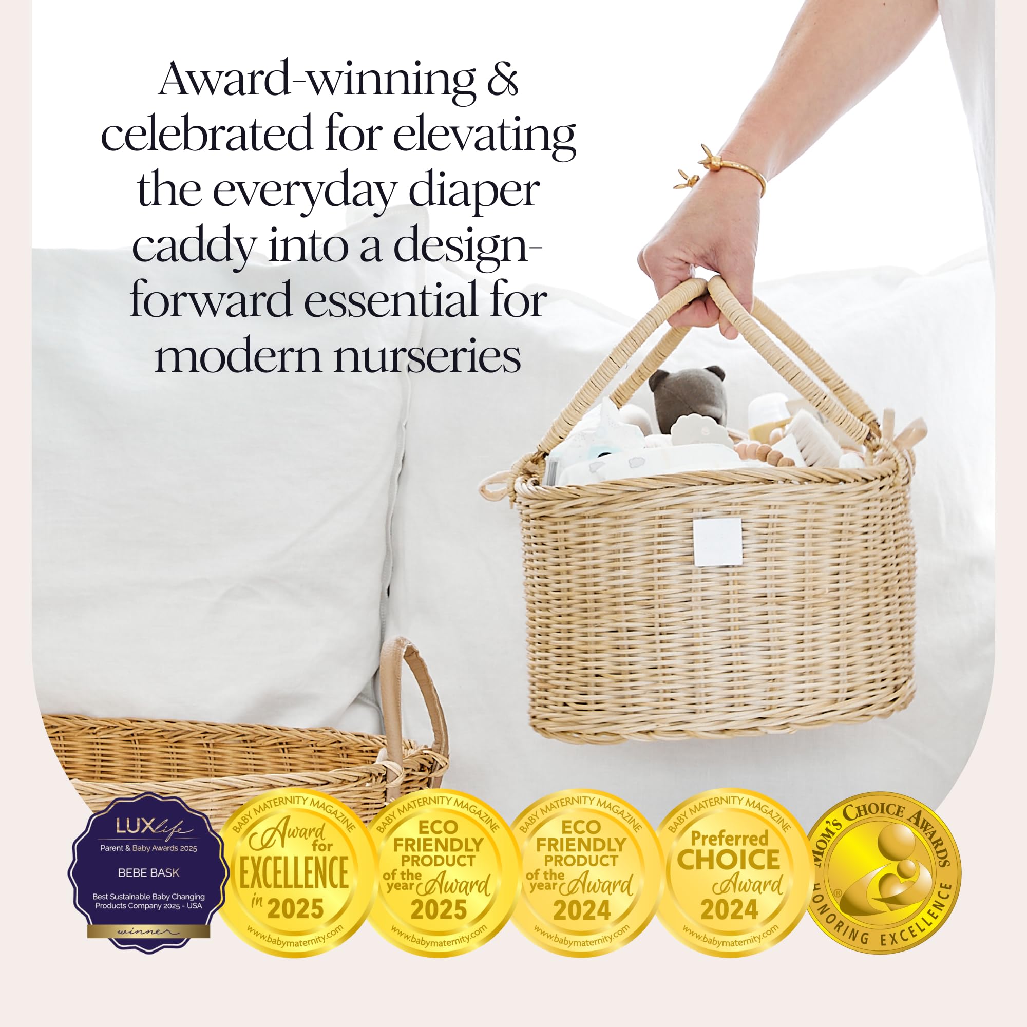 BEBE BASK Savannah long handles enable easy transport around the home.