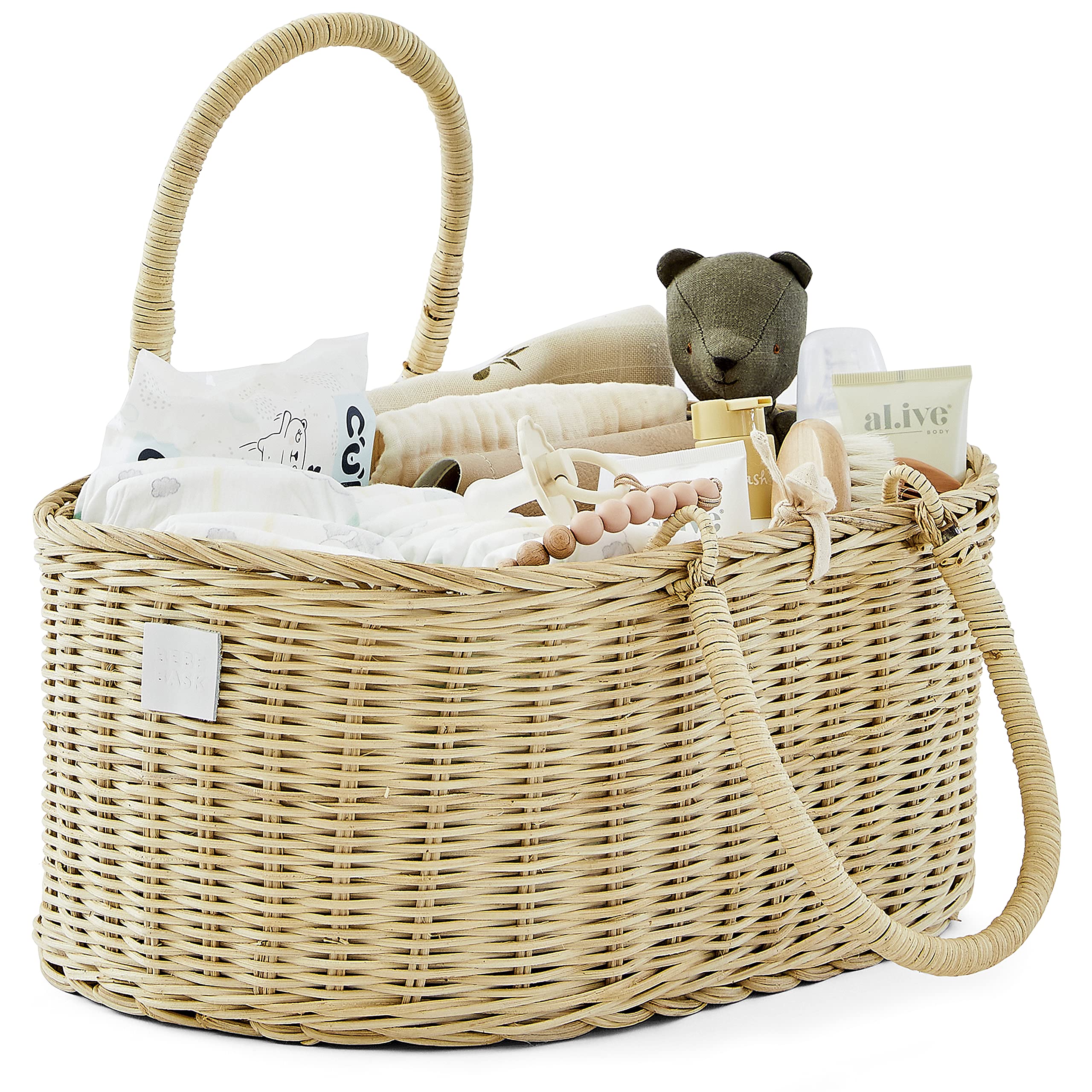 BEBE BASK Savannah diaper caddy top view for organized nursery essentials.