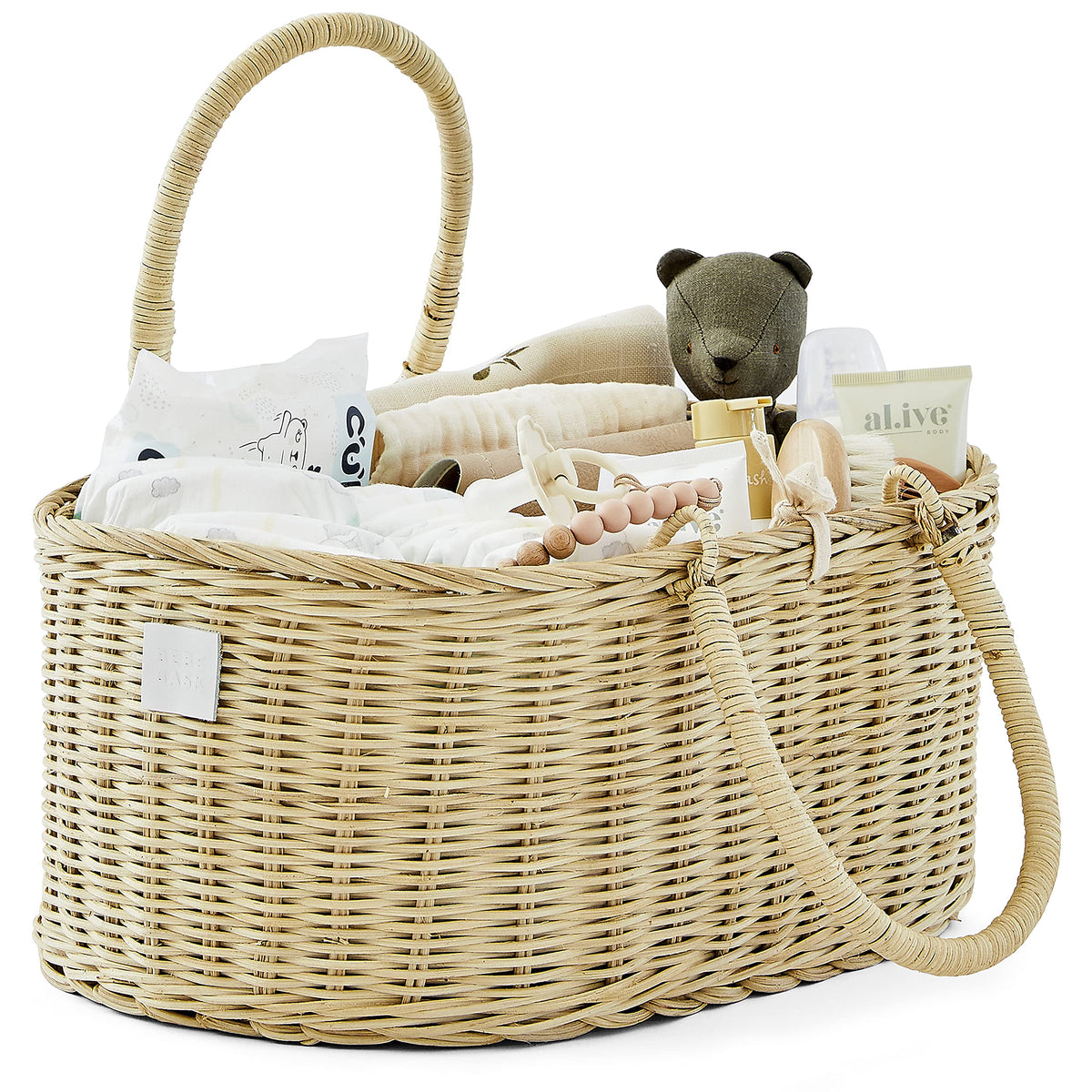 BEBE BASK Savannah diaper caddy top view for organized nursery essentials.