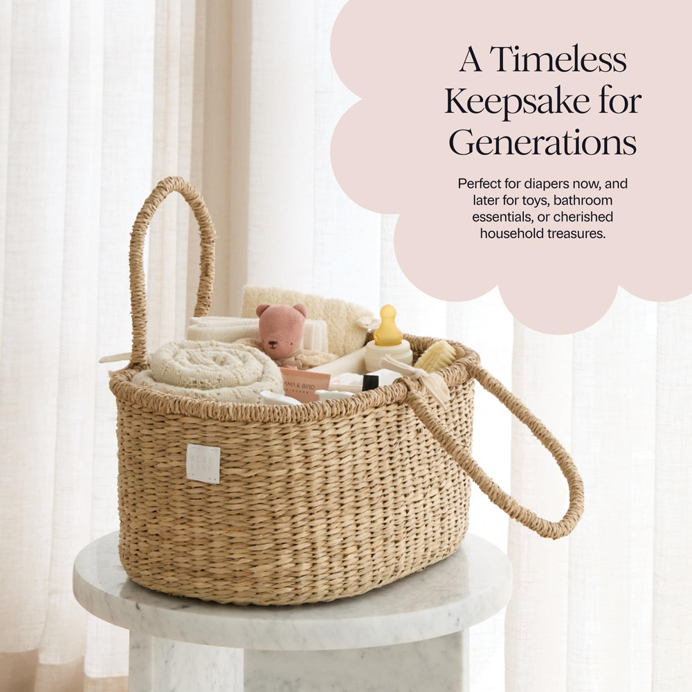 BEBE BASK seagrass material highlights sustainable, natural textures for a calm nursery.