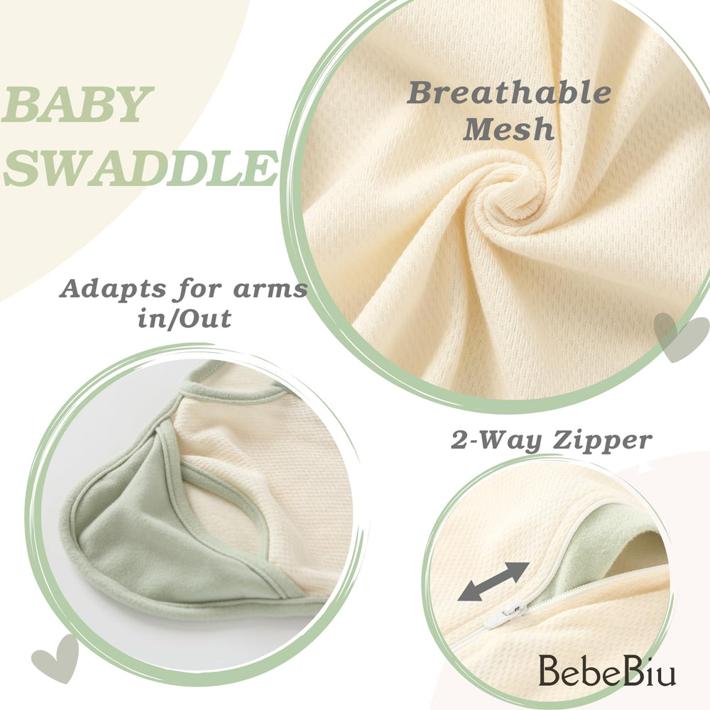 BebeBiu arms-in or arms-out design adapts to baby sleep needs