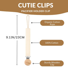 BebeBiu wooden clip pacifier clip close-up showing secure clasp