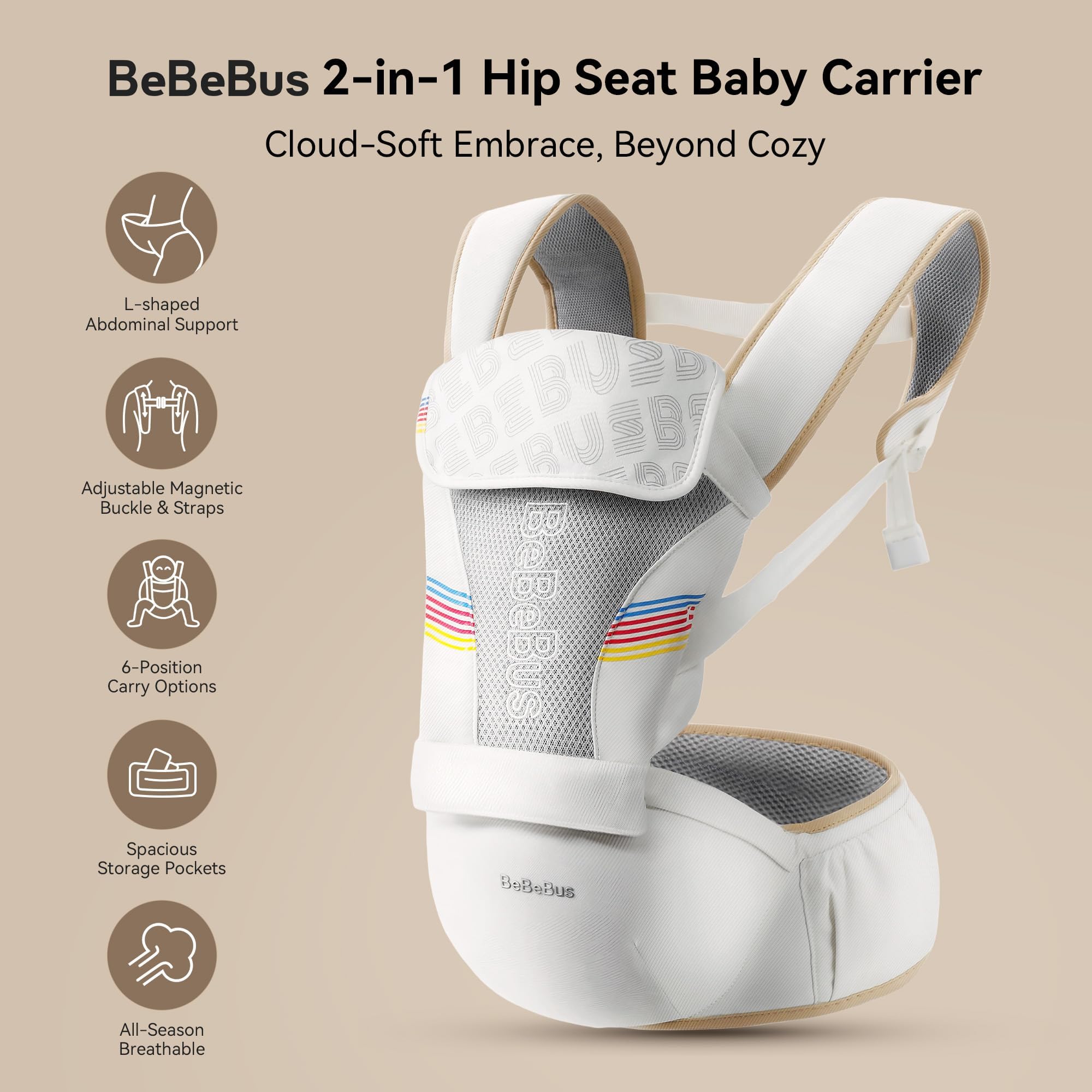 BeBeBus C-section friendly design with comfortable waistband.