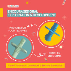Bebecan teething tubes with a built-in center hole for teether clips