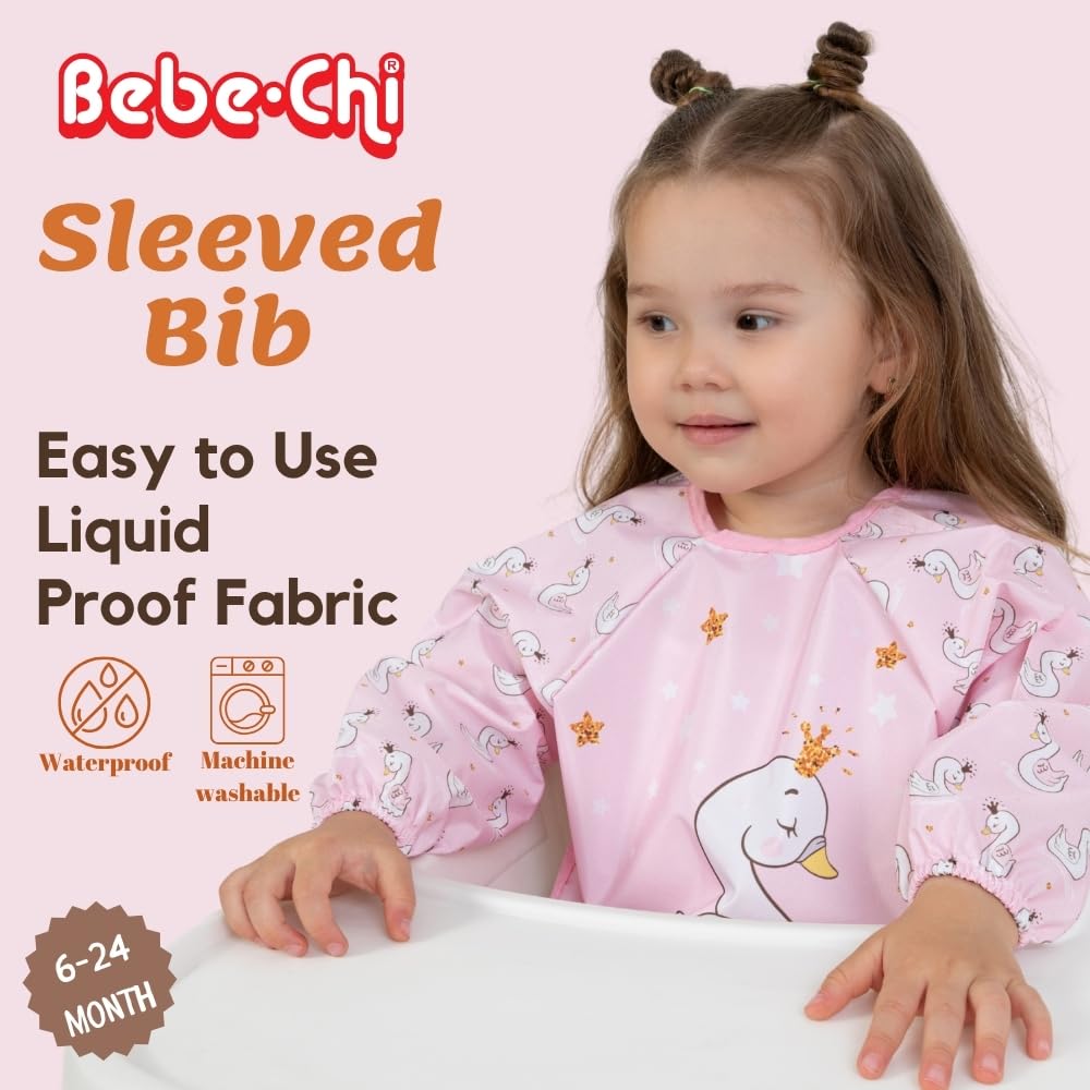 Bebechi bib worn on toddler showing secure, slip-free fit