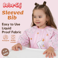 Bebechi bib worn on toddler showing secure, slip-free fit