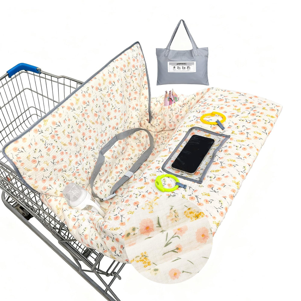 BeBeJoJo muslin shopping cart cover with soft breathable fabric for baby outings