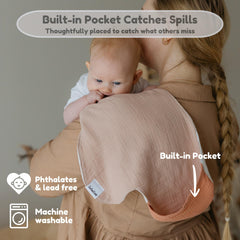 Bebeezoo convertible bib snaps to fit growing baby during meals