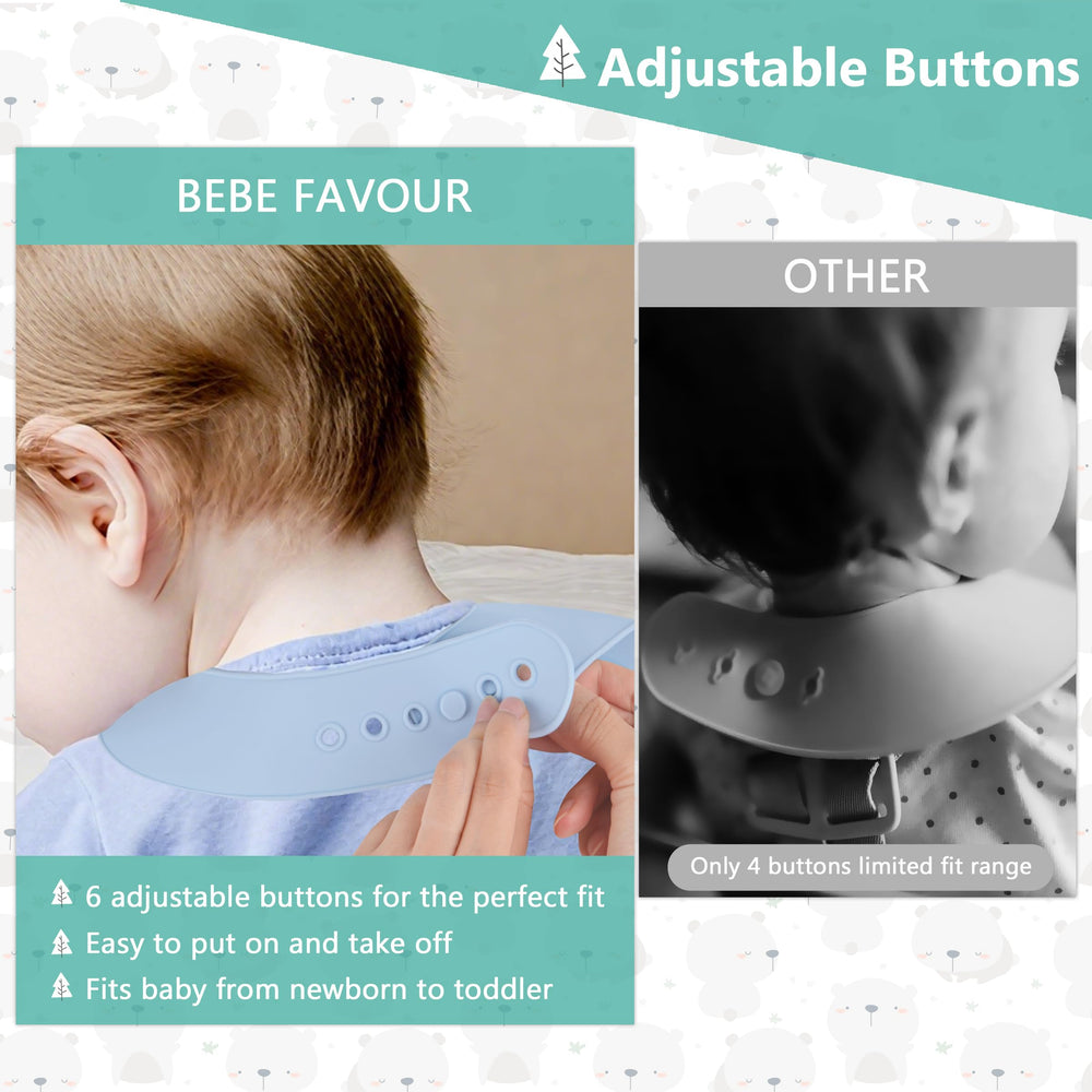 Food-grade silicone bib is soft and safe for delicate baby skin during feeding.