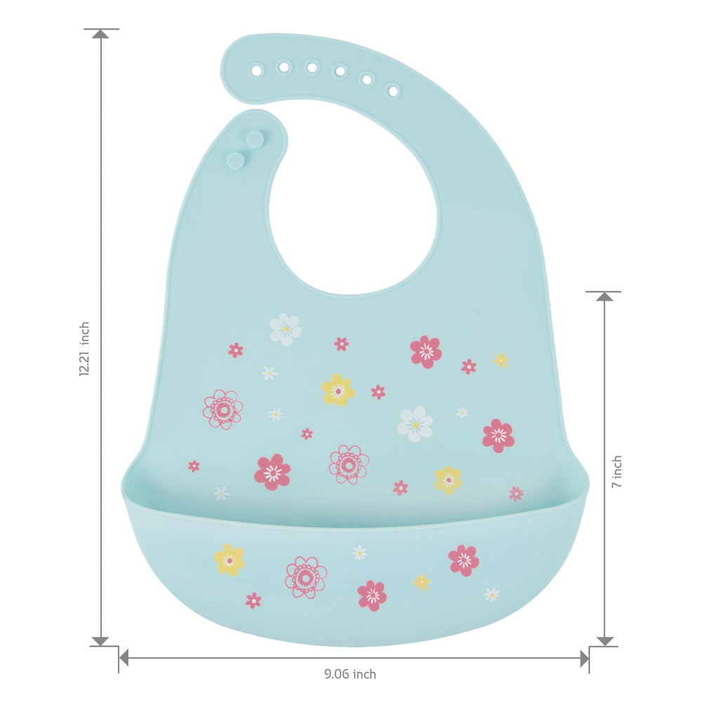 Bebe Favour silicone bib close-up showing non-toxic material and soft edges