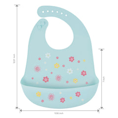 Bebe Favour silicone bib close-up showing non-toxic material and soft edges