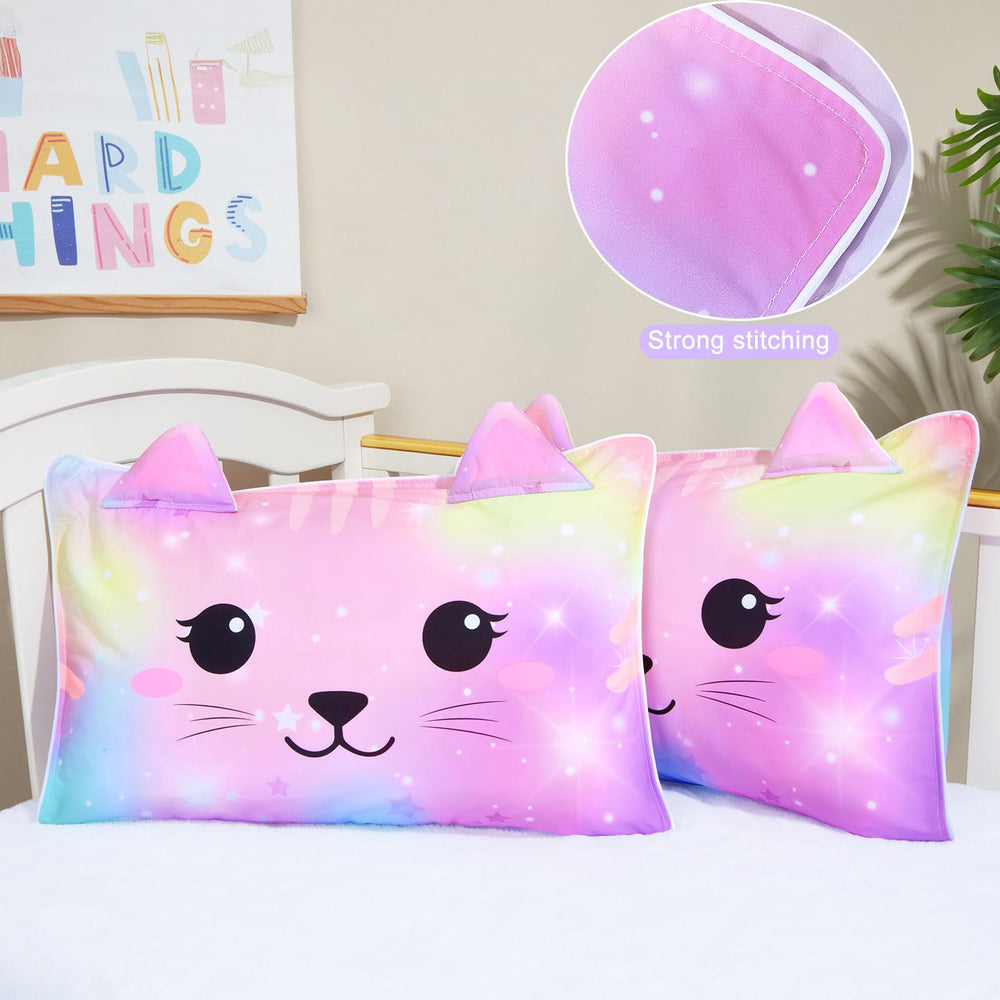 BeBeJoJo cat-pattern pillowcase cozy charm for kids crib or bed