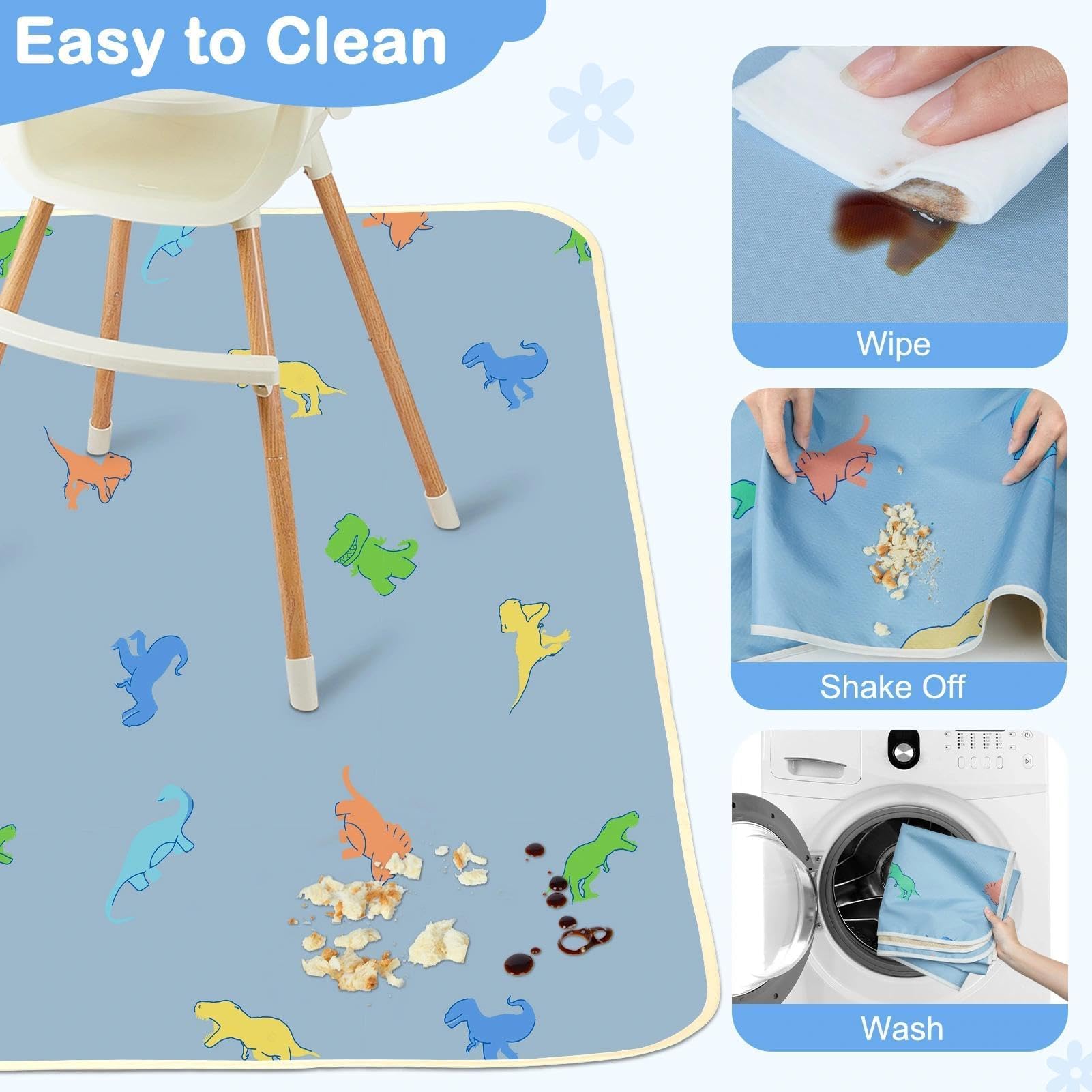 Easy cleaning for BeBeJoJo mat after meals.