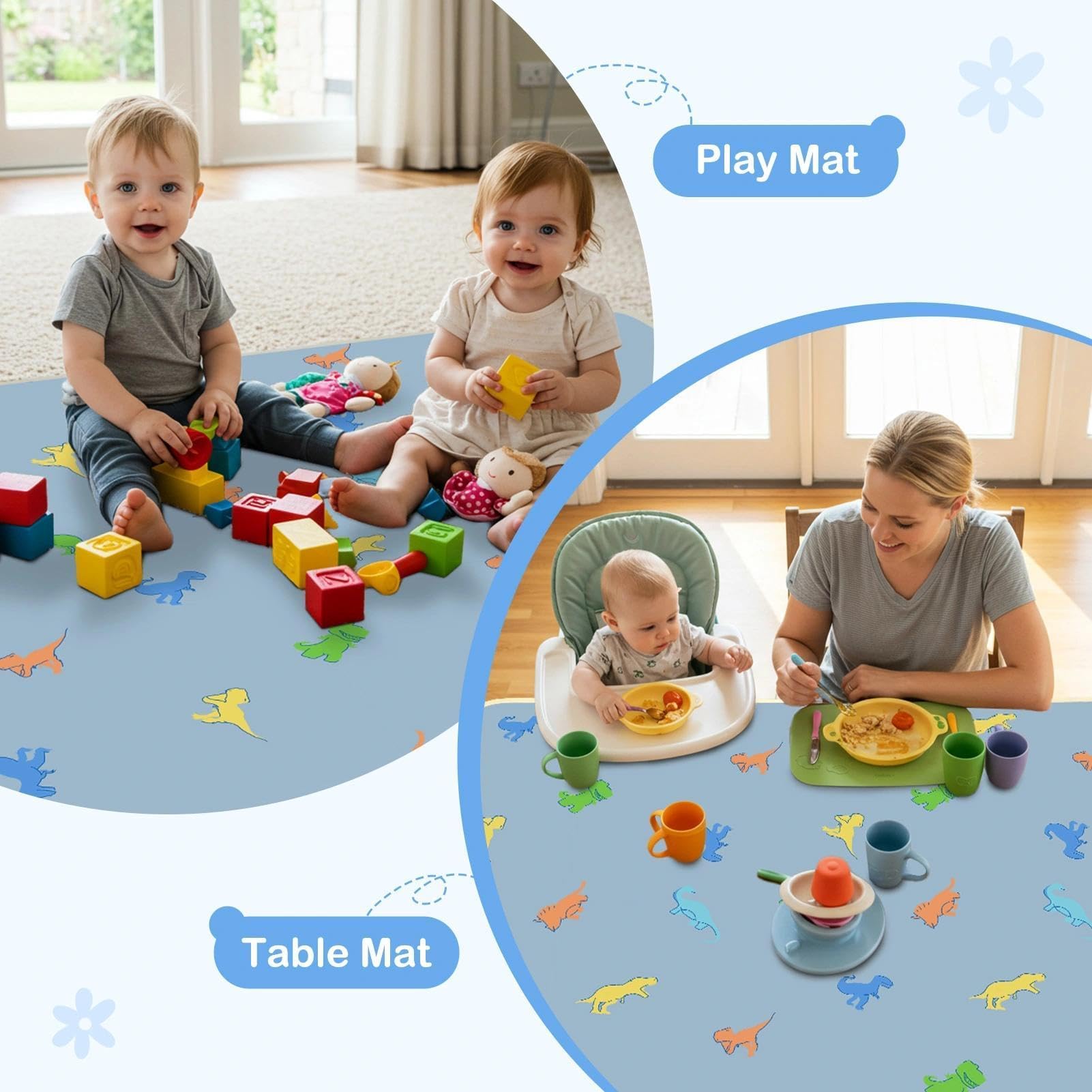 BeBeJoJo Splat Mat folds flat for travel and storage.