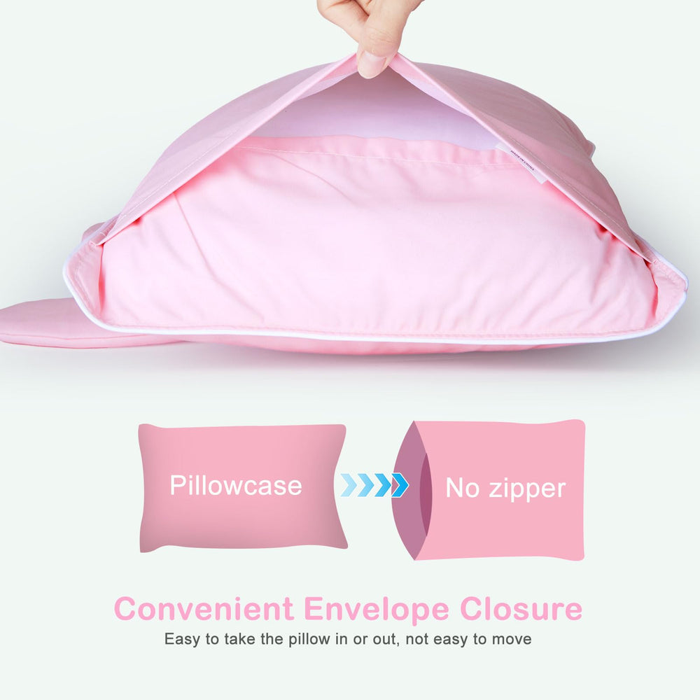 BeBeJoJo pink pillowcase with colorful print offers kid-friendly style and easy cleaning.