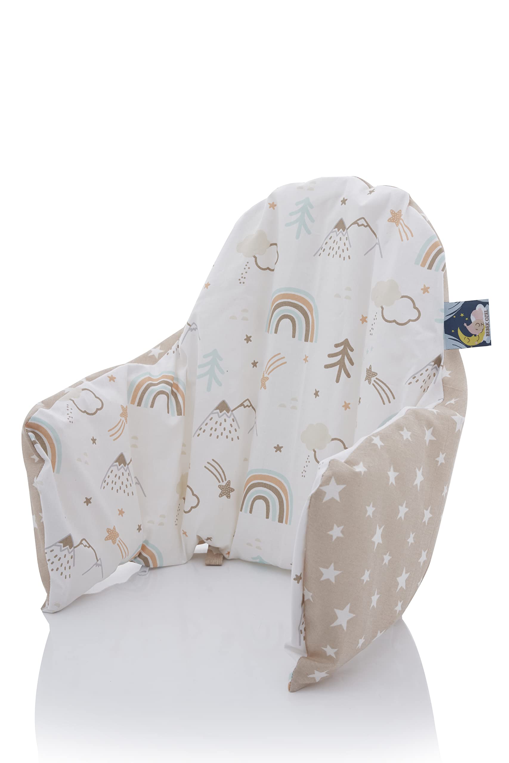 Bebek Ozel cover brown rainbow side view fits Antilop high chair for easy refresh