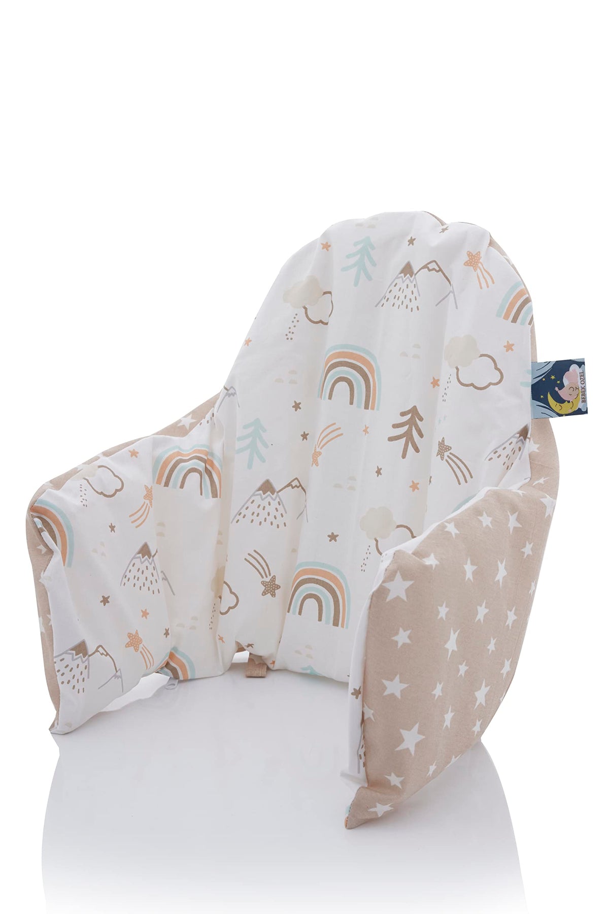 Bebek Ozel cover brown rainbow side view fits Antilop high chair for easy refresh