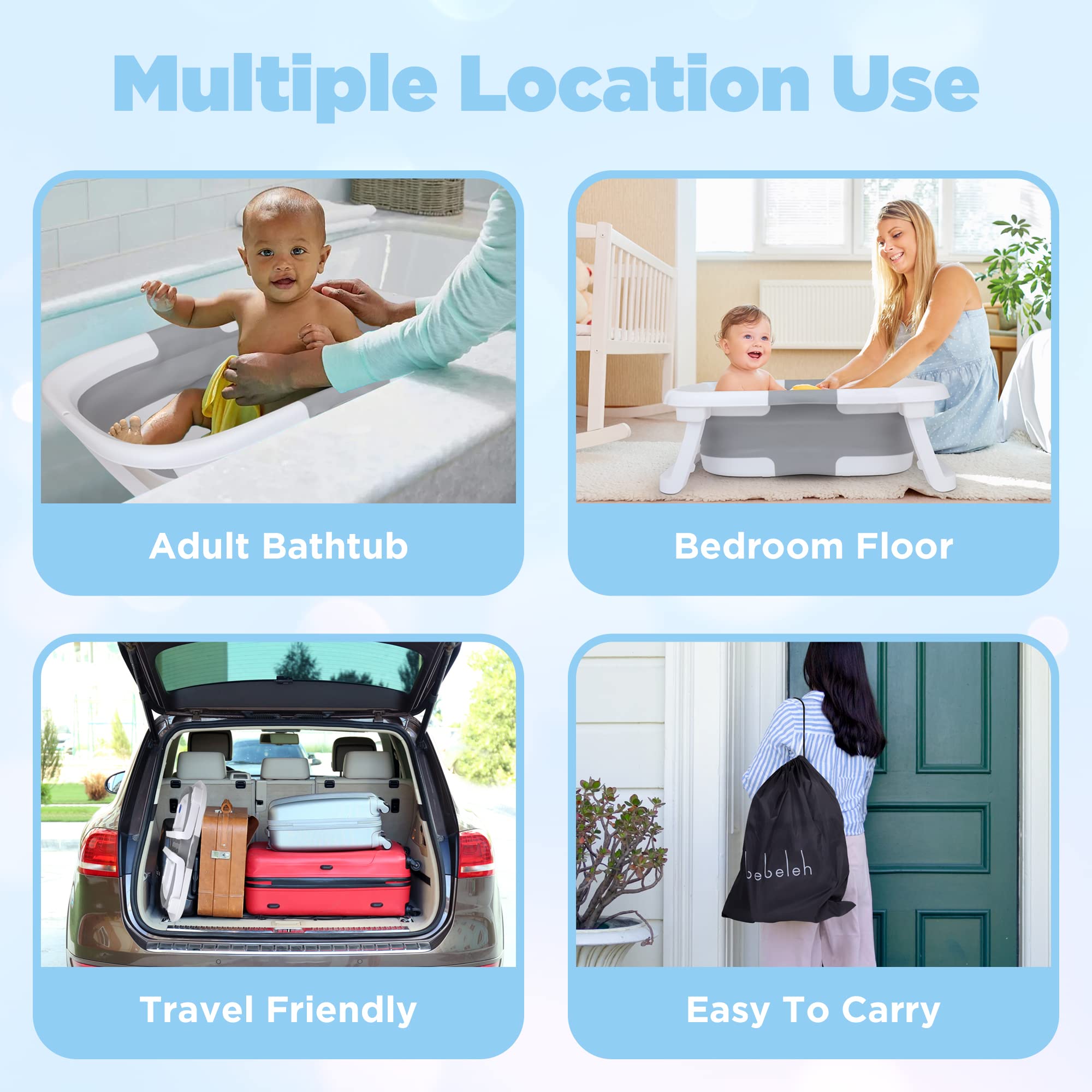 BEBELEH anti-slip bottom with hanging loop for steady use and dry storage.