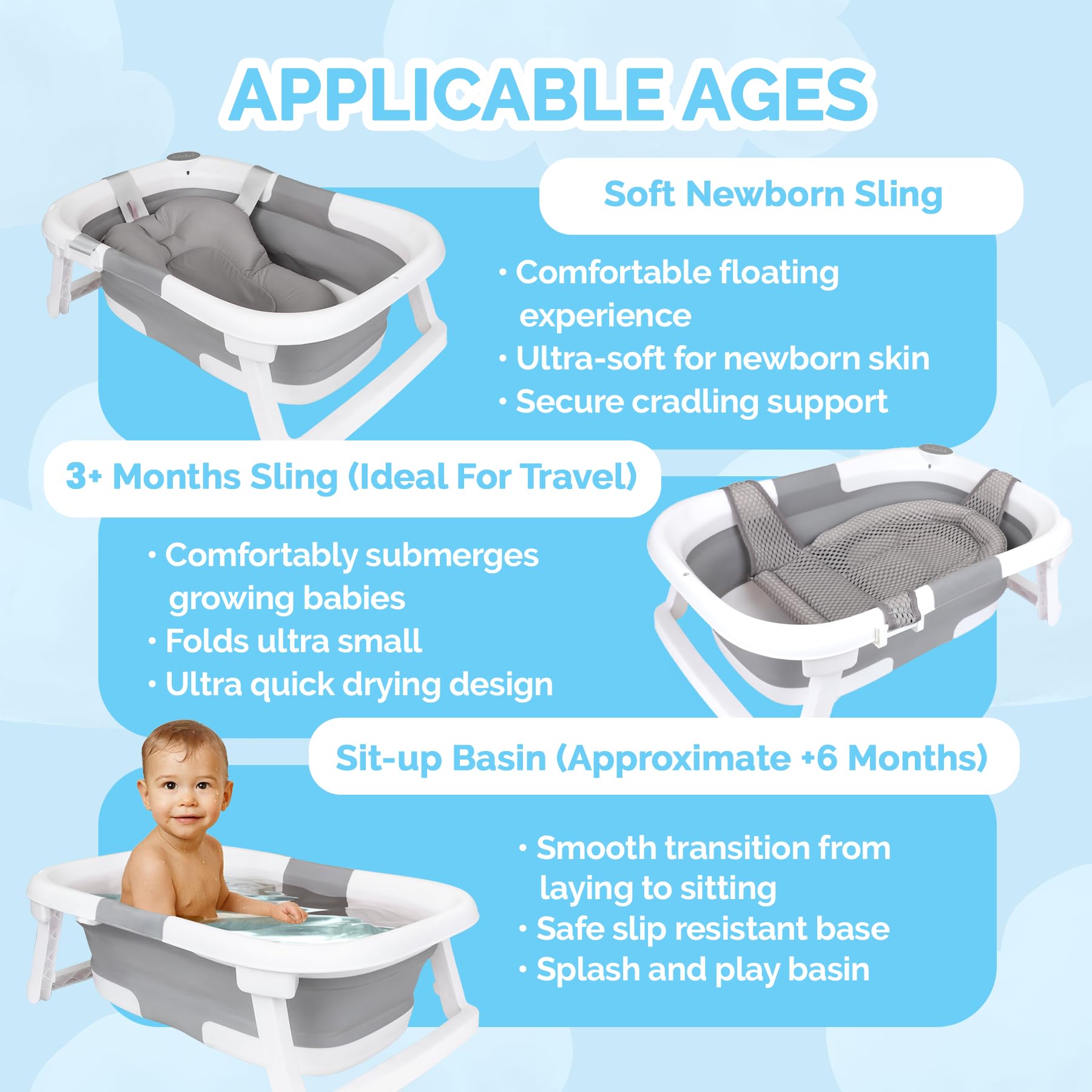 BEBELEH shower cushion and support for gentle rinsing and snug positioning.