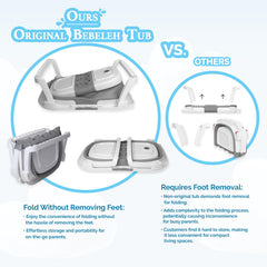 BEBELEH foldable baby bath tub with sling, ideal for newborn cradle and secure baths.
