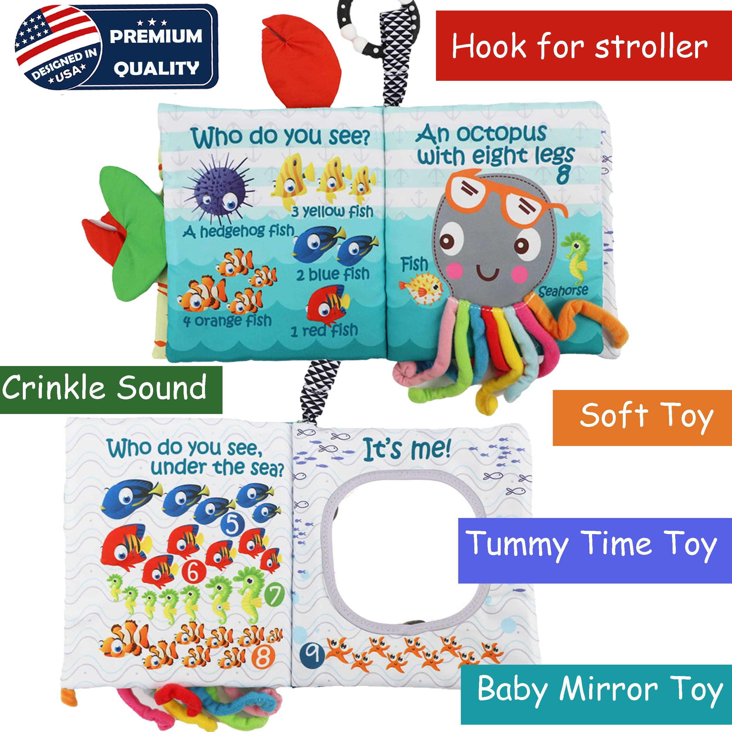 bebemondo 3d octopus toy adds playful visual interest for cause-and-effect learning.